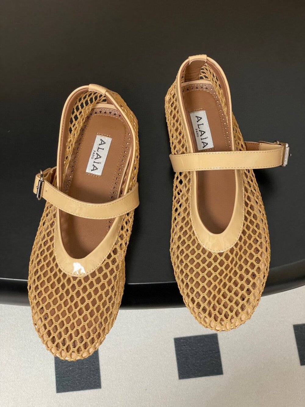 ALAIA Yellow French Ballet Flats - Stunningly Beautiful Openwork Fishnet Shoes